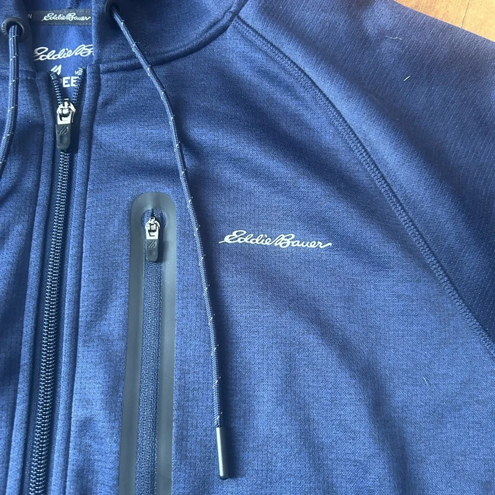 Eddie Bauer Motion FreeDry Fleece Full Zip Hoodie Navy Blue Men's Size L - Picture 5 of 5